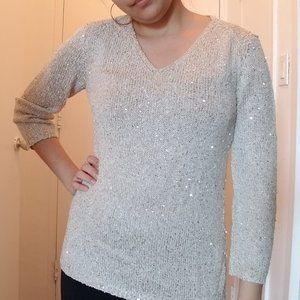 Sak Fifth Avenue Sparkly 3/4 Length Sweater
